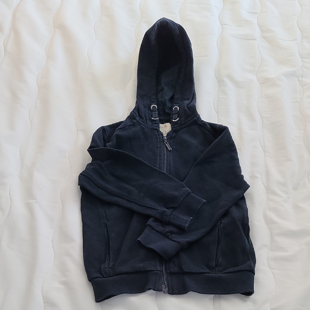 Black Zip-Up Hoodie Jacket with Attached Hood By Zara